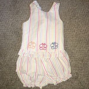 Vintage Baby Top & Bloomer Set w/ Butterfly Detail